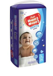 Fresh Happy Nappy Pant Diaper - 34 Pcs (Size - L) For 9-14 Kg