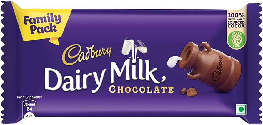 Cadbury Dairy Milk Chocolate Bar Family Pack, 130 gm