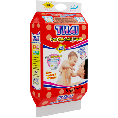 Thai Pants Style Baby Diapers L 9-16kg (5 Pieces)