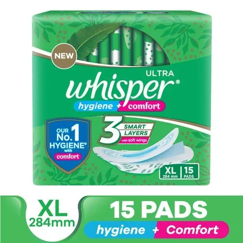 Whisper Sanitary Pads Ultra Clean Xl Wings 15 Pads