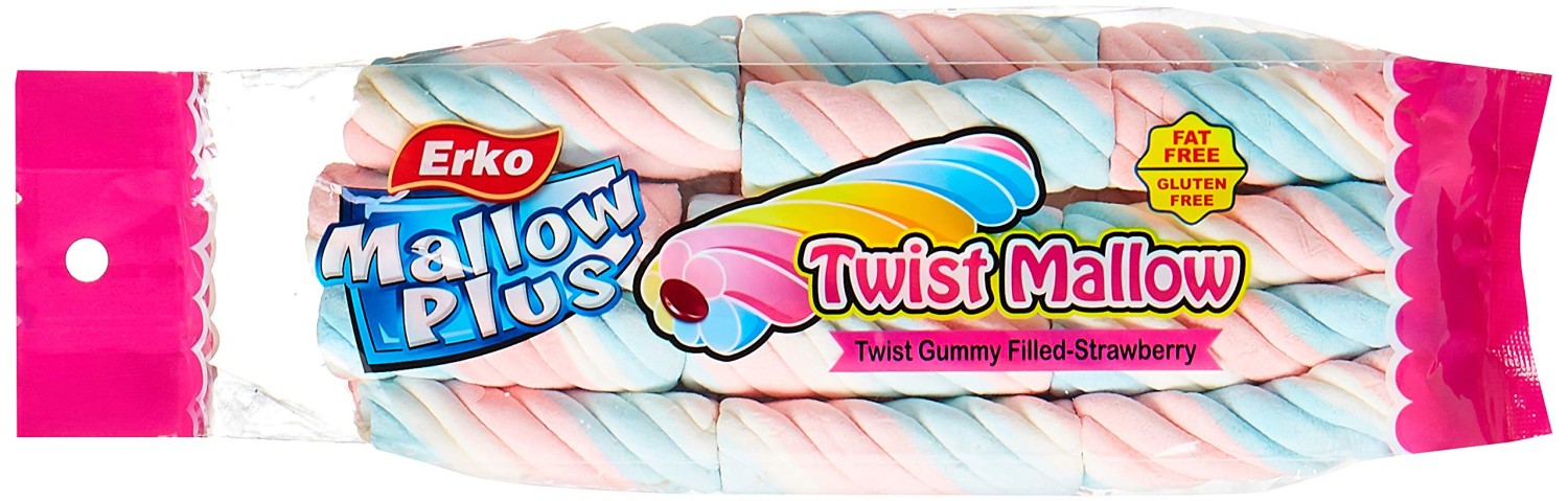 Erko Twist Mallow with Gummy Filling, 180 gm