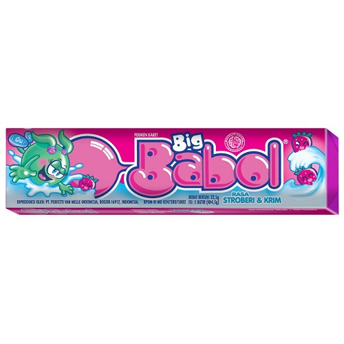 Big Babol Rasa Strawberry & Krim Bubble Gum 22.5g