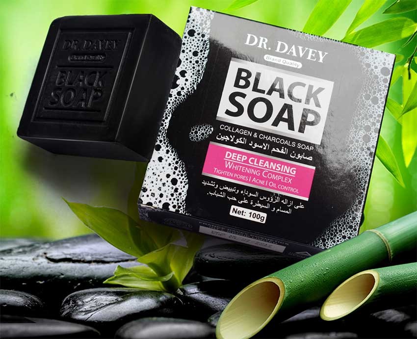 Dr. Davey Deep Cleansing Whitening Collagen & Charcoal Black Soap 100g