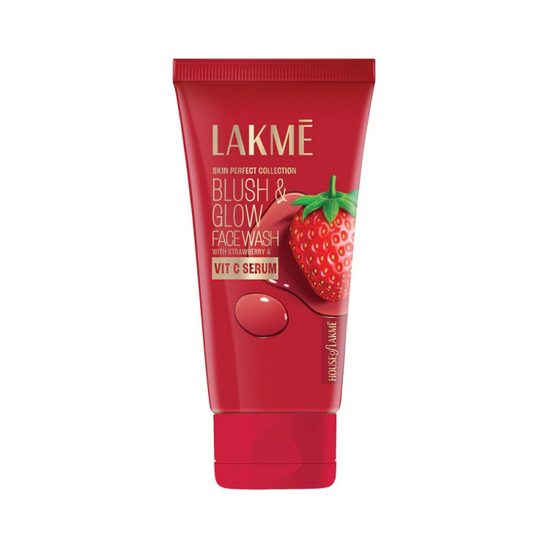 Lakme Blush & Glow Hydrating Strawberry Facewash with Vitamin C Serum 100gm