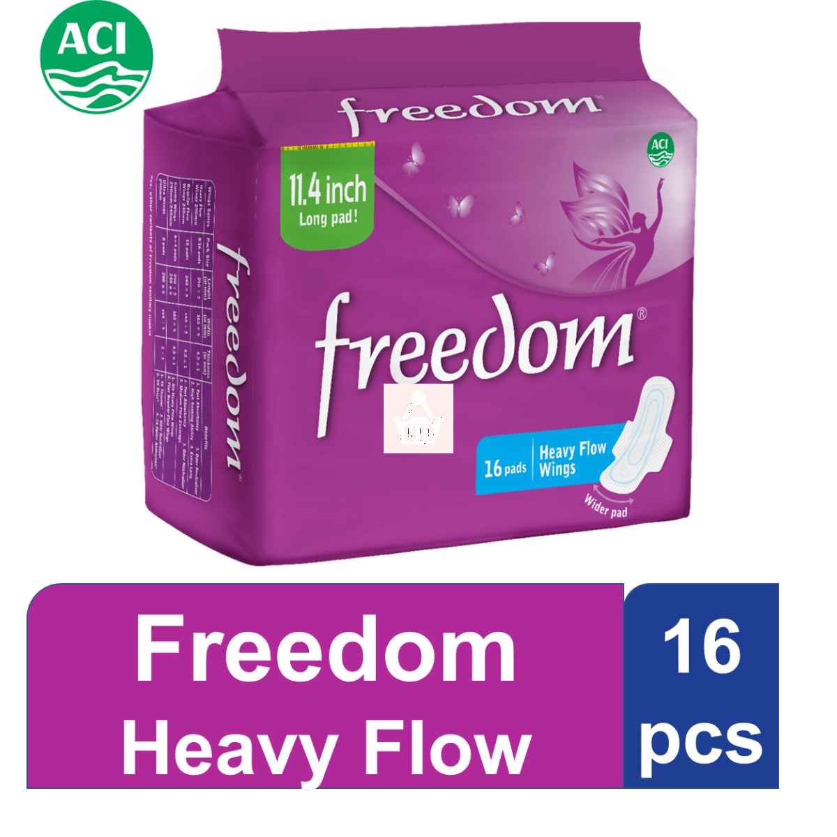 Freedom Sanitary Napkin Heavy Flow Wings - 16 Pads