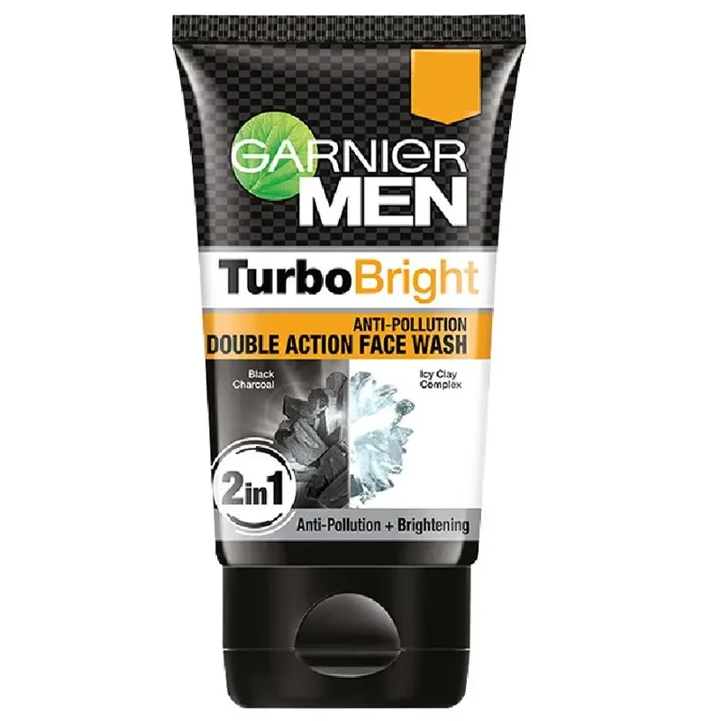 Garnier Men Turbo Bright Anti-Pollution Double Action Face Wash 2 In 1 Icy Clay Complex 100G