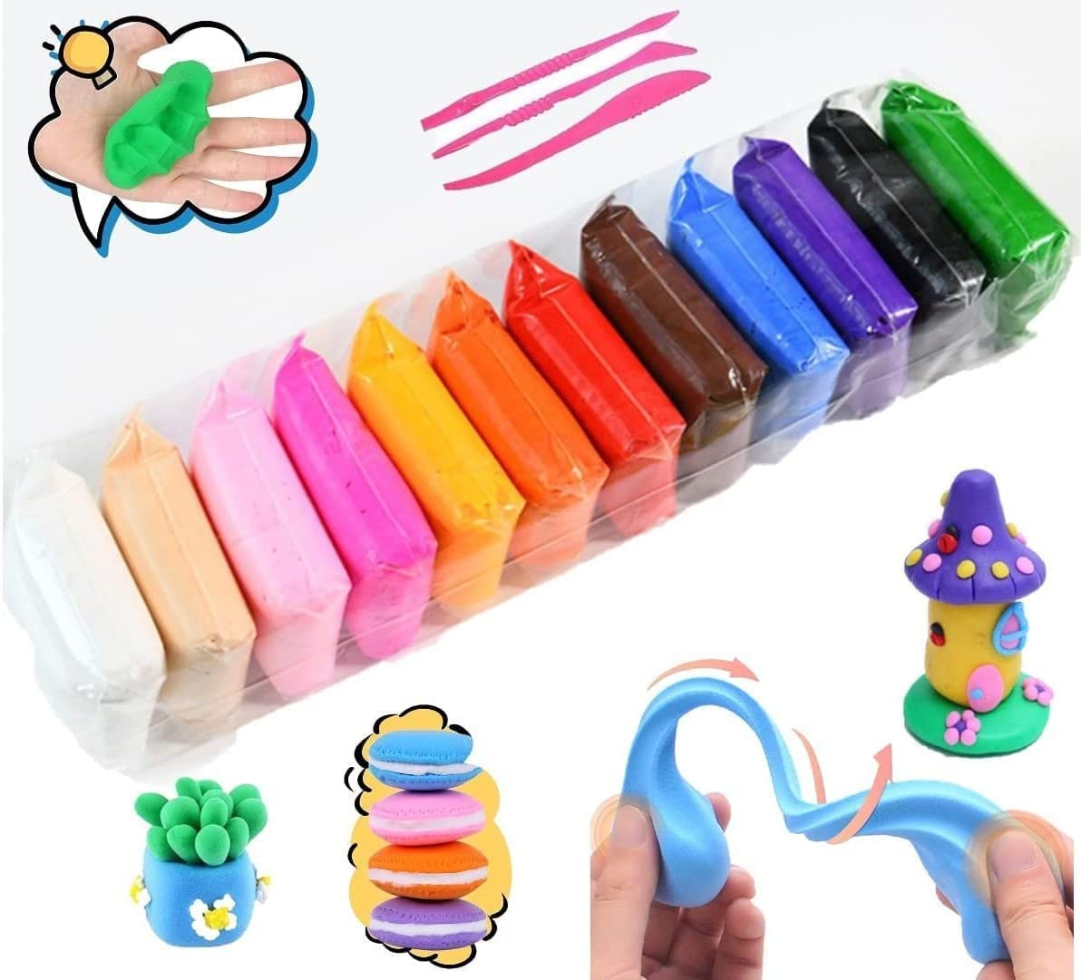 Baraky 24 Pcs Colors Air Dry Clay for Kids Non