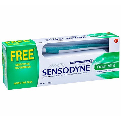 Sensodyne Fresh Fresh Mint Toothpaste 150g | Free Sensodyne Toothbrush 1 pcs