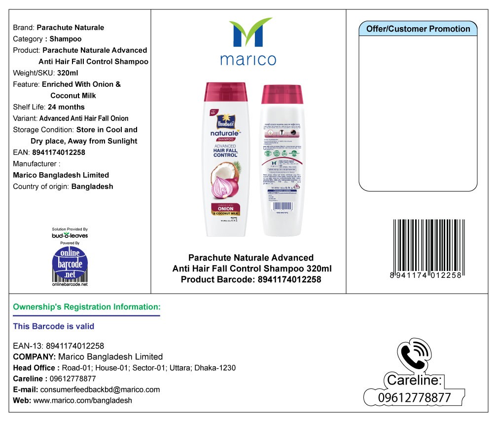 Parachute Naturale Advanced Hair Fall Control Shampoo Onion & Coconut Milk 320 ml